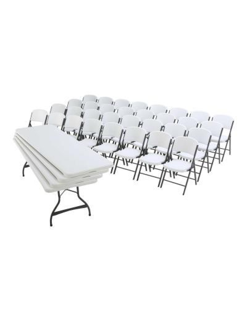 (4) 8-Foot Stacking Tables and (32) Chairs Combo (Commercial) 362