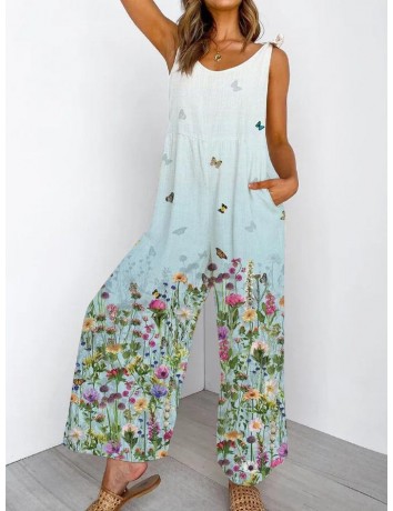 Ladies butterfly print jumpsuit