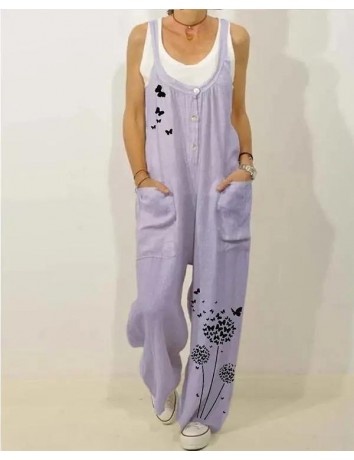 New Ladies Fashion Casual Printed Loose Jumpsuit