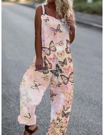 Butterfly Cotton Blended Jumpsuit