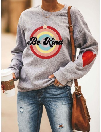 Women's Be Kind Heart Print Sweatshirt