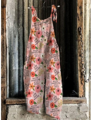 Spring sleeveless floral print jumpsuit