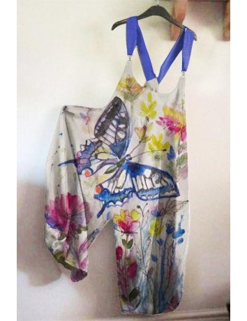 Casual Butterfly print Jumpsuit Overalls