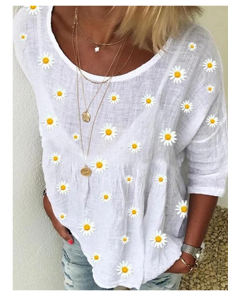 Women's Round Neck Casual Printed Loose Short-Sleeved t-Shirt