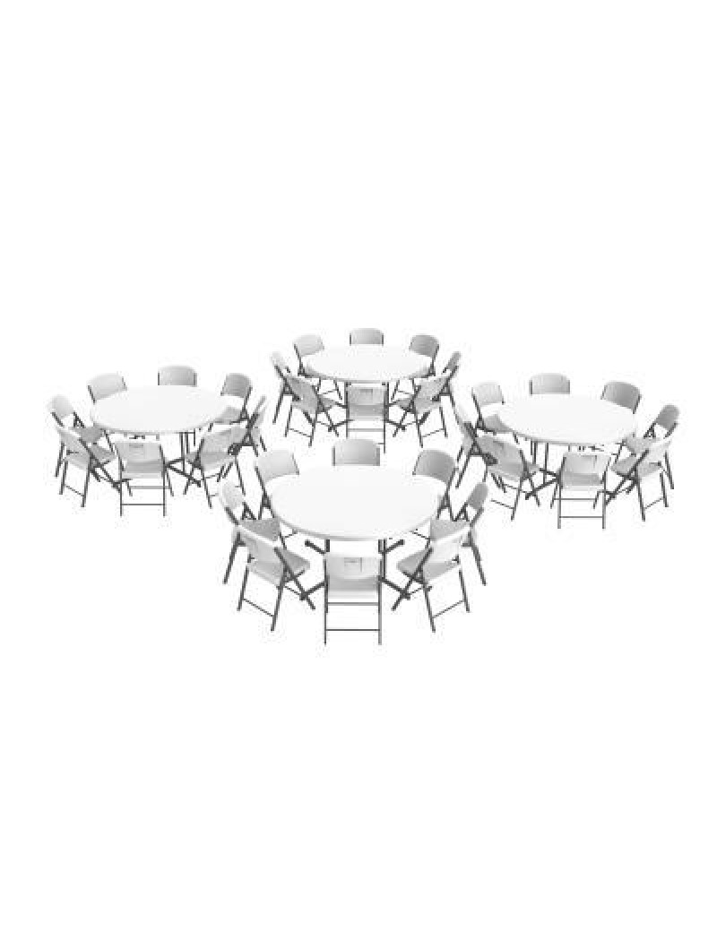 (4) 60-Inch Round Tables and (32) Folding Chairs Set 376