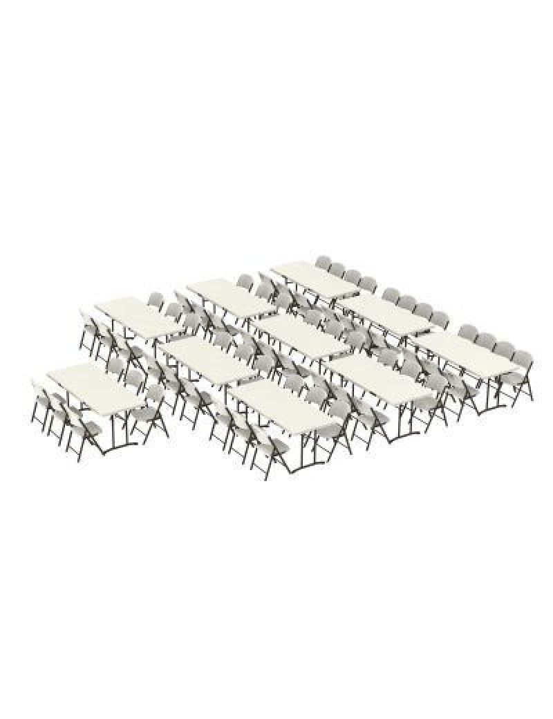 (10) 6-Foot Fold-In-Half Tables and (64) Chairs Combo (Commercial) 409
