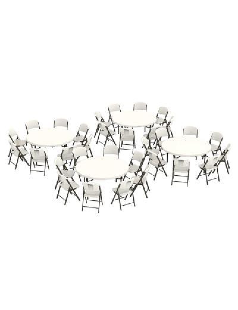 (4) 60-Inch Round Stacking Table and (32) Chair Combo (Commercial) 375