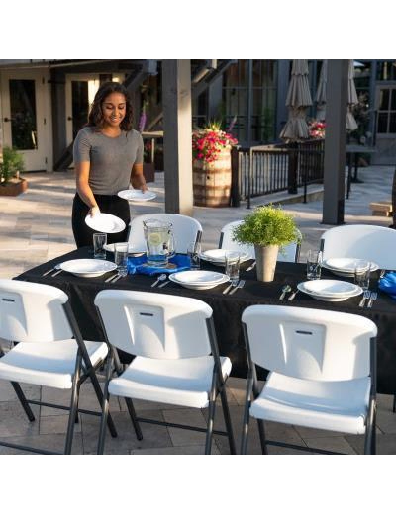 (4) 8-Foot Stacking Tables (2) 6-Foot and (44) Chairs Combo (Commercial) 396