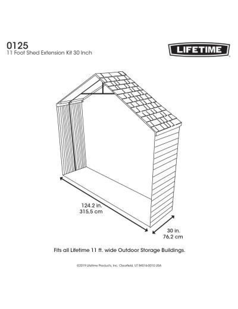 30 Inch Extension Kit for 11 Ft. Sheds (No Windows) 180