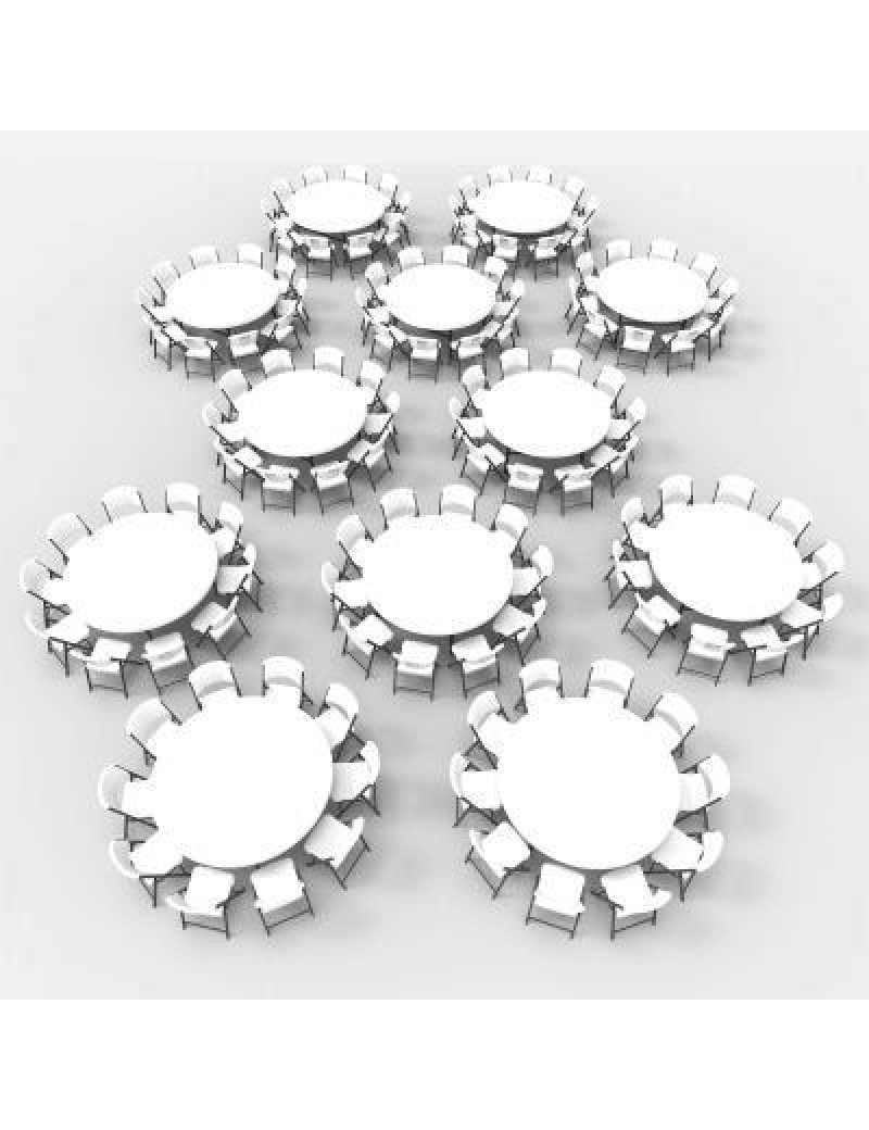 (12) 72-Inch Round Tables and (120) Chairs Combo (Commercial) 415